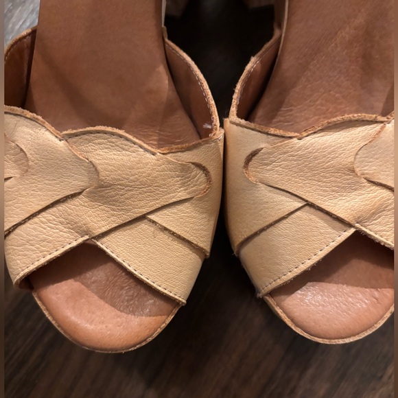 Free People Tan Leather Wood-Effect Platform Sandals - Picture 5 of 5